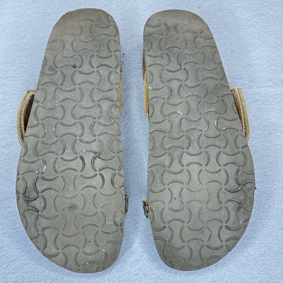 NAOT Aspen Leather Sandals Wedge Cork Gold Metallic Rhinestones EU 38 US 7 - 7.5 - Picture 13 of 16